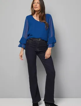 Women's Dobby Flute Sleeve Top in Cobalt Size: 10 - Cobalt - Size: 10 - Wallis - FashionsVida