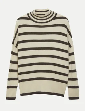 Gestreifter Wollpullover Beige S - Comma - FashionsVida