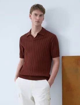 Polo de hombre maga corta pique algodón cuello bowling - Emidio Tucci - FashionsVida