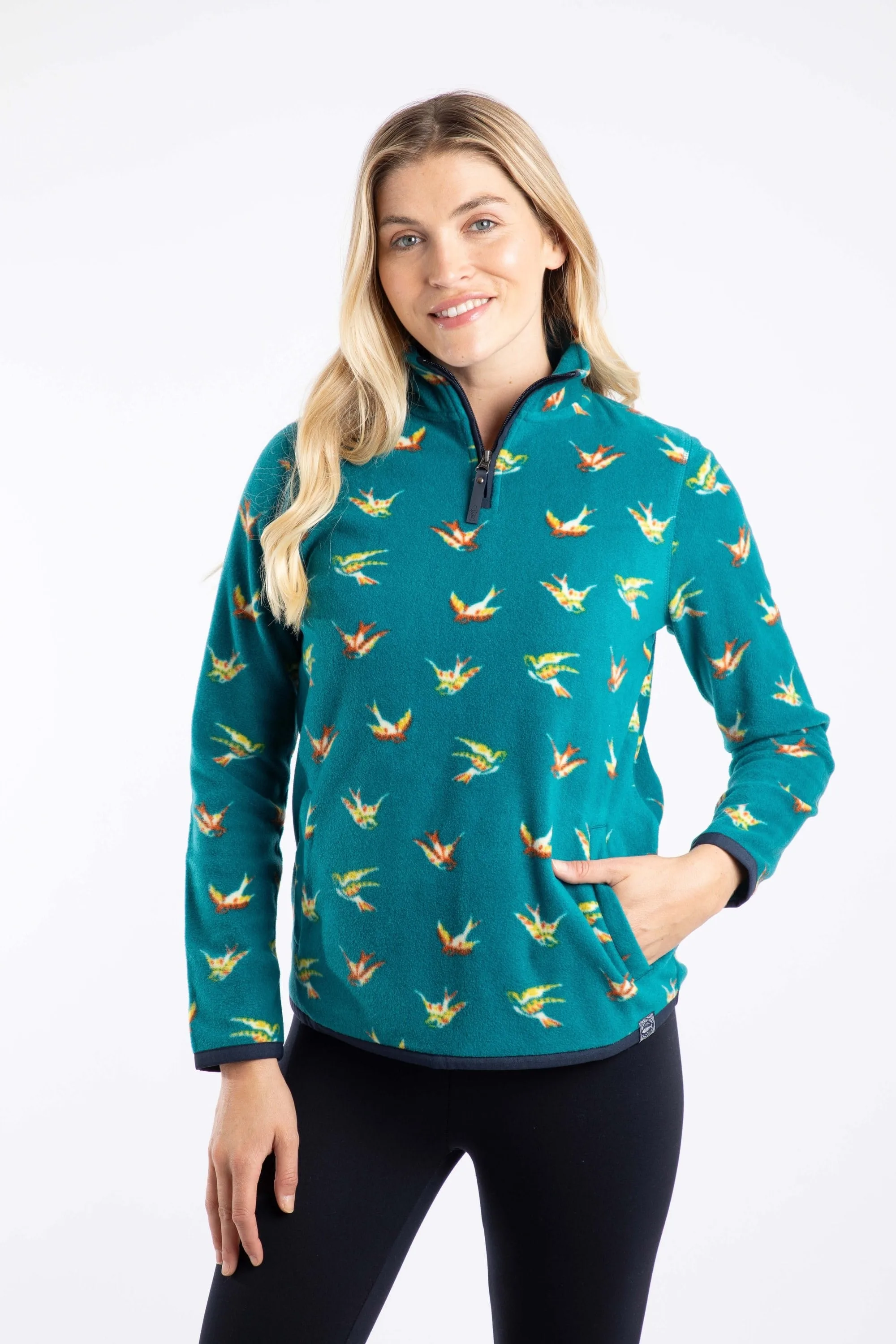 Reena Womens 1/4 Zip Printed Microfleece - - Size: 12 - Weird Fish - FashionsVida
