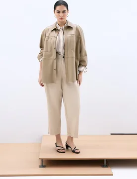 Pantalón recto de mujer en sarga - Couchel - FashionsVida