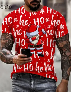 D Print Cartoon Santa Claus Men's T-shirts Short Sleeve Round-Neck Christmas Style Street Male Tees 6XL Plus Size Tops New Year - Aliexpress - FashionsVida