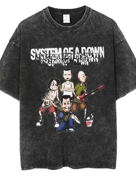 Washed Vintage System of A Down Cartoon Graphic T-shirt Men Women Retro Rock Oversized T Shirt Male 90s Alternative Metal Tshirt - Aliexpress - FashionsVida
