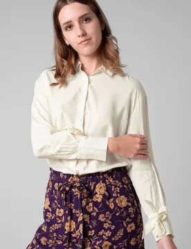 Women's Tie-Cuff LS Viscose Shirt in White Size: 16 - White - Size: 16 - Enorsia - FashionsVida