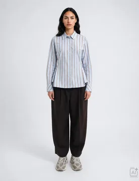 STRIPED BLOUSE ADJUSTABLE WAIST female - XL - FashionsVida