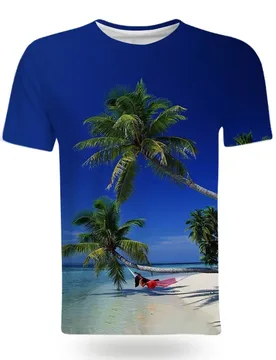 Fashion Coastal Natural Landscape Pattern T-shirt Summer Style 3d Printing Men's And Children's Casual Fun Short Sleeve Thin Top - Aliexpress - FashionsVida