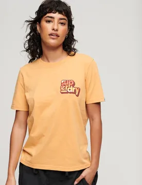 Superdry Damen Klassisches T-shirt im 70er-Jahre-Stil mit Logo Gelb - Größe: 40 - 39.99 - FashionsVida