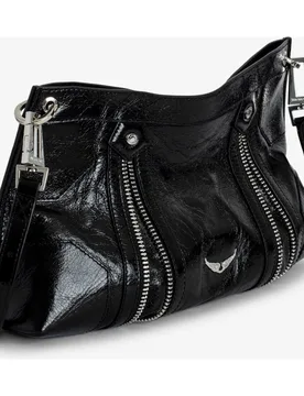 Zadig & Voltaire - Bandolera de cuero charol efecto vintage con asa ajustable - Zadig & Voltaire - FashionsVida