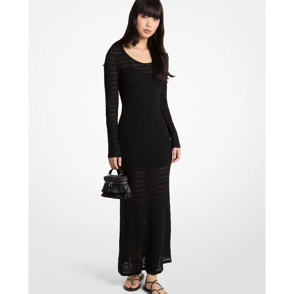 Vestido largo de punto pointelle elástico - MICHAEL Michael Kors - FashionsVida