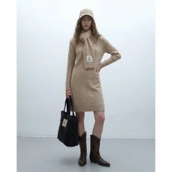 Vestido midi de punto jaspeado