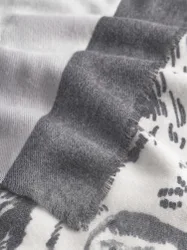 Schal mit gezeichnetem Hundeprint Grau