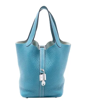 Hermes Womens Pre-Owned Clemence Picotin Lock 18 - Marine Leather - One Size - Hermès - FashionsVida
