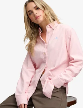 Superdry Damen Feincord-hemd mit Knopfleiste Pink - Größe: 44 - 64.99 - FashionsVida