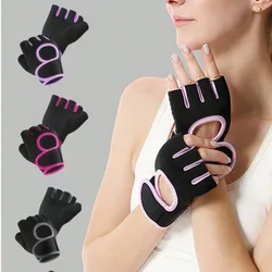 Par de guantes de fitness unisex de media uña, guantes de ciclismo antideslizantes y transpirables, guantes de levantamiento de pesas ultraligeros, g
