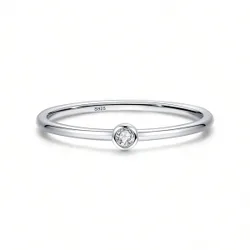 Pieza Anillo de plata de ley 925 con detalles de circonita cúbica brillante de estilo personalizado y sencillo, de forma redonda, joyería de moda pa