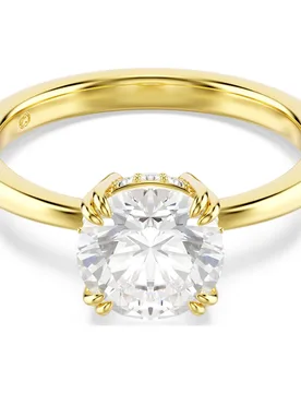 Anello cocktail Stilla, Taglio Round, Bianco, Finitura oro 18K 60 - Swarovski - FashionsVida