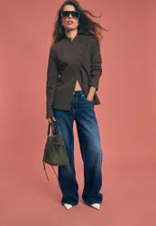Asymmetrischer Blazer mit Knopfleiste Braun L