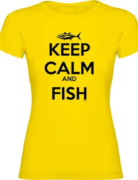 Keep Calm And Fish Short Sleeve T-shirt Yellow S Women - Kruskis - FashionsVida
