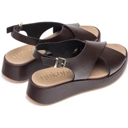 Sandalias de plataforma de mujer de piel