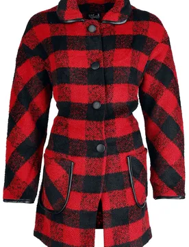 Mantel - Manhattan Coat - XS bis XXL - für Damen - Größe M - schwarz/rot - Frauen - female - Hell Bunny - FashionsVida