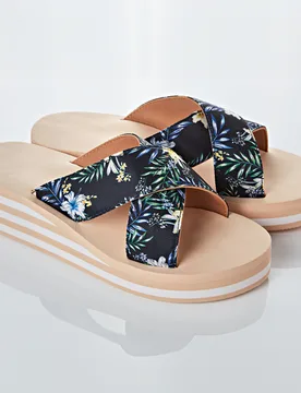Pantolette „Hibiskus” blau - 3Pagen - FashionsVida