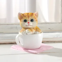 Dekogeschenk "Katze in Teetasse"