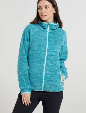 Lleyn Melange II Womens Fleece Hoodie - Teal - Teal - Size: 8 - Mountain Warehouse - FashionsVida