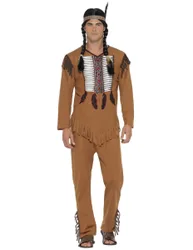 Indianer-Kostüm Wildwest für Herren beige-braun - male