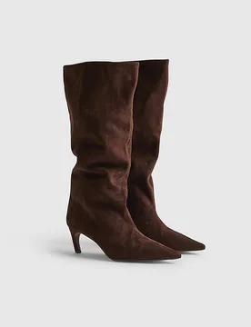 Womens High Leg Boots Brown Faux Suede Textile - Size Uk 7 - River Island - FashionsVida