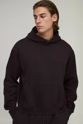 Herren Basic Oversized Boxy Hoodie Sweatshirt Chocolate Größe Medium