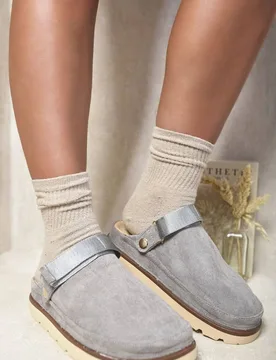 Women's Rebeca Slingback Closed Toe Clogs in Grey Size: 7 - Grey - Size: 7 - IKRUSH - FashionsVida