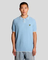 Men's Tipped Pique Knitted Polo Shirt in Blue