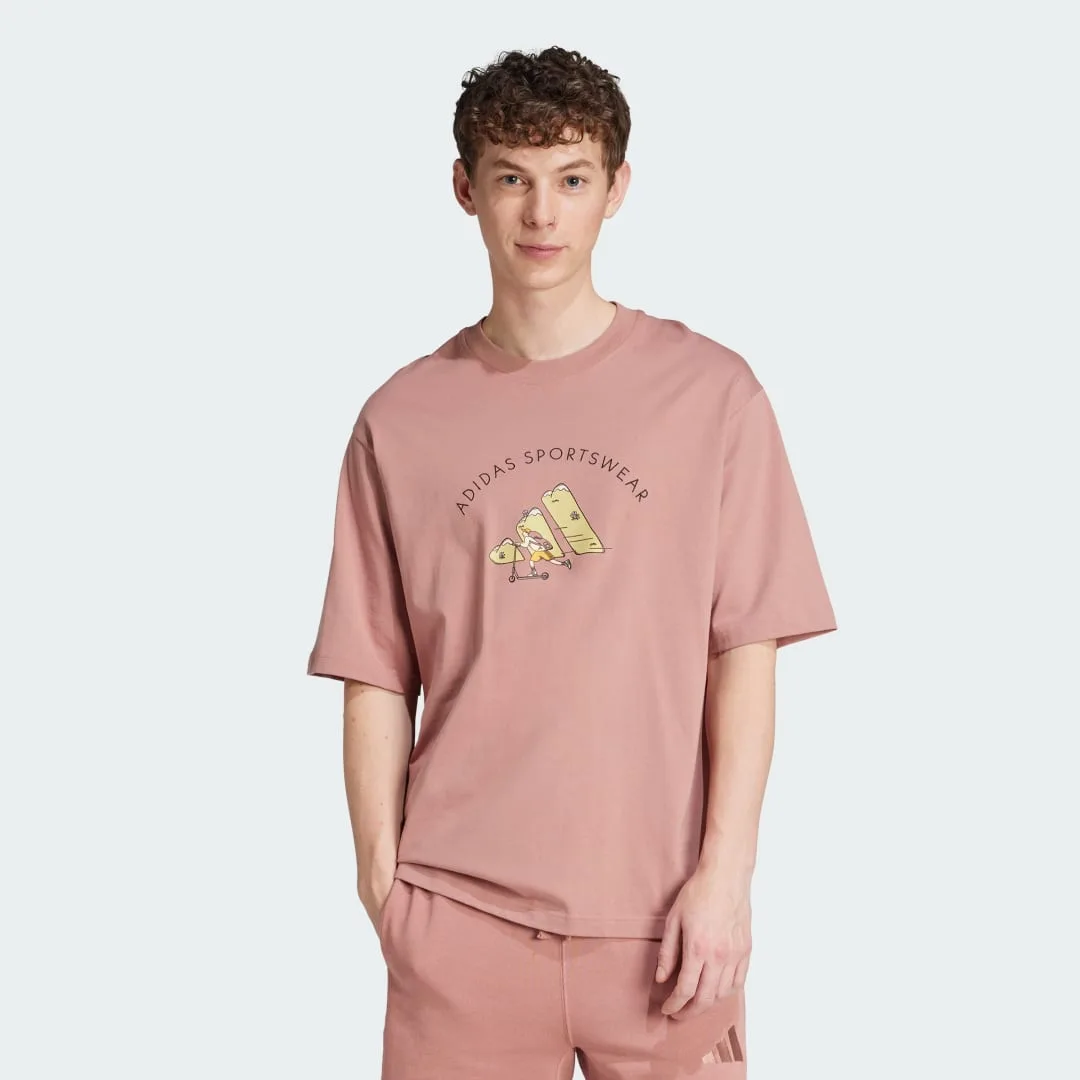Codes Doodle Scooter Graphic Tee XL Warm Clay - Adidas - FashionsVida