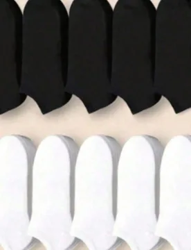 Pares de calcetines cortos invisibles de verano para hombre en negro & blanco, simples, prácticos y multifuncionales, paquete de 1/5/10/20/30 pares 3 - Shein - FashionsVida