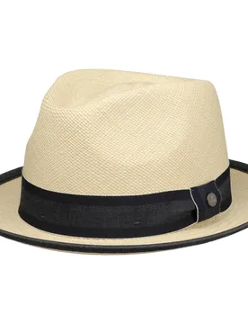 Denim Edge Player Panama Hat by - nature-blue - Female - Size: S (55-56 cm) - Lierys - FashionsVida
