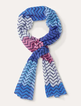 Zick Zack Schal, , Farbe Blau, 01, reine Baumwolle leicht und weich Damen - Walbusch - FashionsVida
