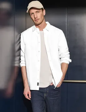 Street One Oxford Hemd male Weiß - Street One MEN - FashionsVida