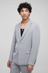 Herren Slim Fit Fischgrät-Anzugblazer Black Größe Medium