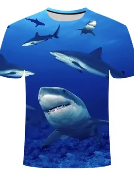 Novelty Ferocious Animal Shark 3d Printing Men's Women's Children's T-shirt Harajuku Style Summer Sports Breathable Light Top - Aliexpress - FashionsVida