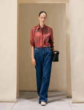 Pantalón denim con cadenita de mujer - Woman El Corte Inglés - FashionsVida