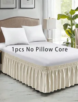 Pieza Falda de cama elástica de unicolor, falda de cama envolvente, cubierta de cama suave, falda de cama con volantes de encaje, cómoda y agradable - Shein - FashionsVida