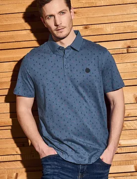 Street One Bedrucktes Jersey Poloshirt male Blau - Street One MEN - FashionsVida