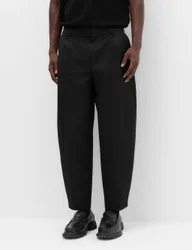 Barrel Fit Smart Twill Trousers Black male