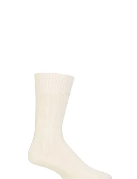 Mens 1 Pair Lhasa Rib Cashmere Blend Casual Socks Pearl 5.5-8 Mens - White - Size: 5.5-8 Mens - Falke - FashionsVida