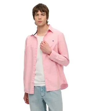 Camicia A Maniche Lunghe Classic Oxford City Pink Chambray 2XL - Superdry - FashionsVida