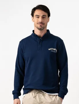 Sudadera sin capucha de hombre con botones en cuello - Makarthy - FashionsVida