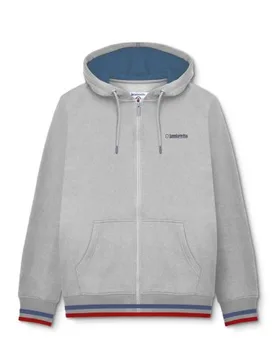 Mens Grey Dark Blue Red Full Zip Hoodie - Male - Grey - Large - Lambretta - FashionsVida