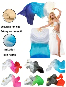 Pieza/2 piezas Abanico con opción de 8 colores con diseño de pez koi bailando, abanico plegable de seda larga, abanico de danza clásica, abanico co - Shein - FashionsVida