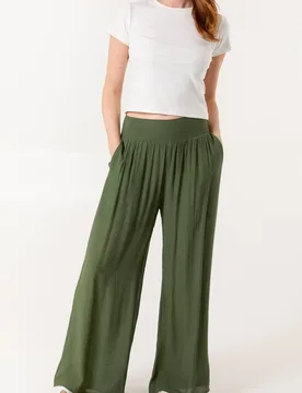 Shirred Trousers - L/XL / KHAKI - female - Blue Vanilla - FashionsVida