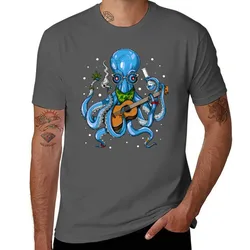 Weed Octopus Smoking T-Shirt Basic Simple Casual Short Sleeve Tee